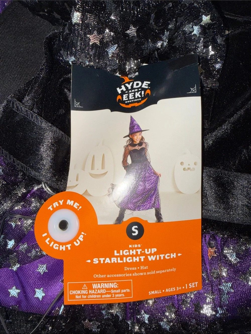 Hyde and EEK! Light Up Starlight Witch Purple Halloween Costume Dress Size Small